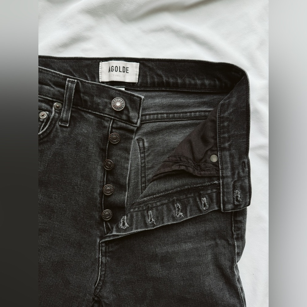AGOLDE Nico high-waisted straight-leg jeans in faded black - Size 24 - Picture 7 of 12
